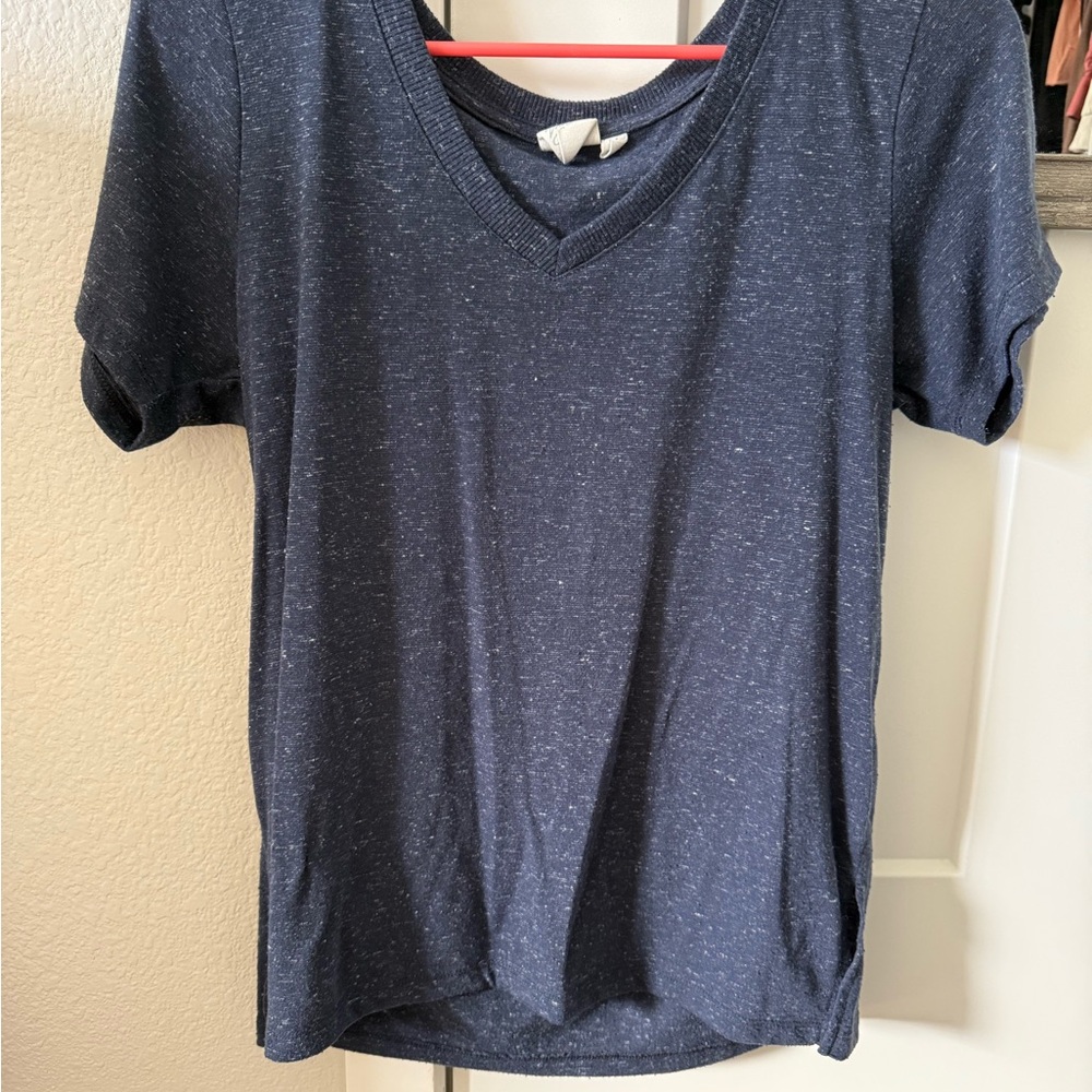 Women's Navy Blue V-Neck Top